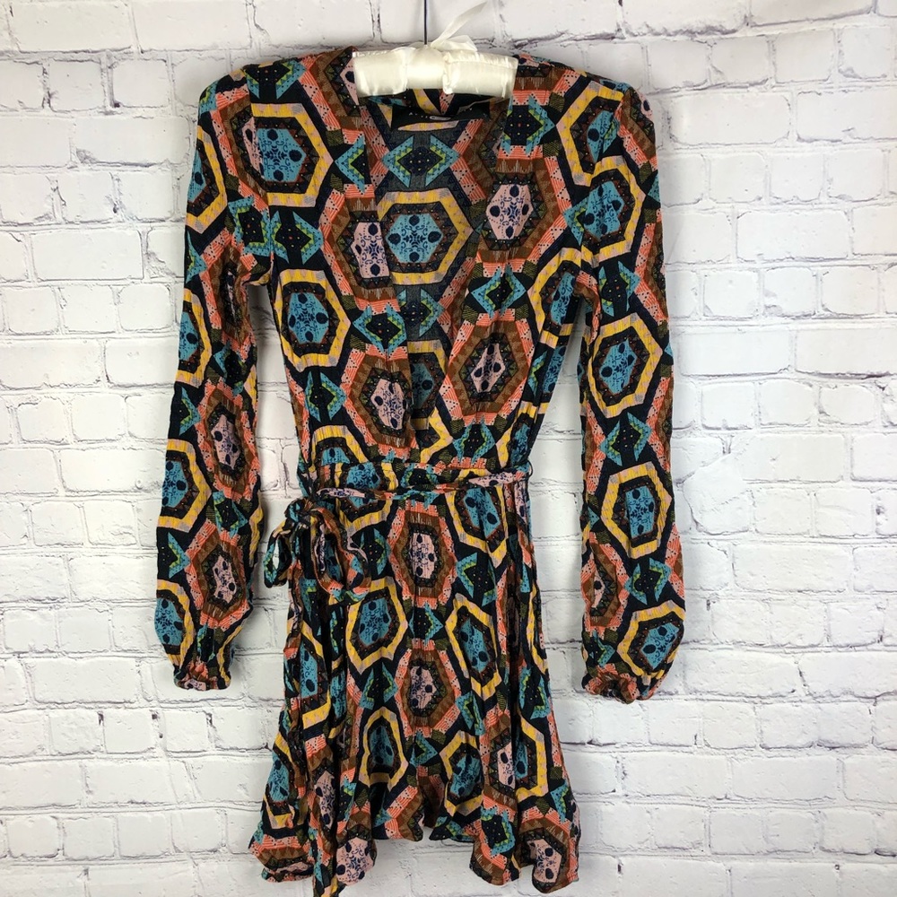 After Party by Nasty Gal Dance It Out Plunging Dress geometric print size XS